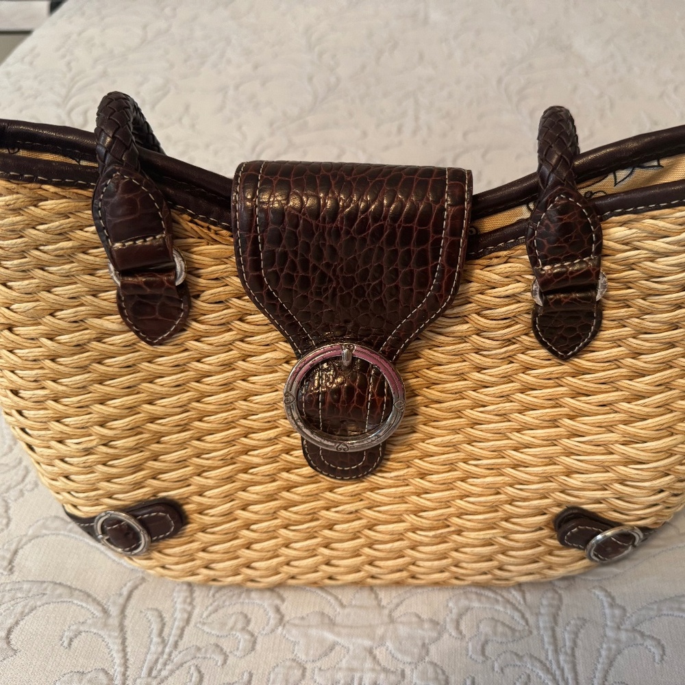 Brighton Straw Leather Trim Purse